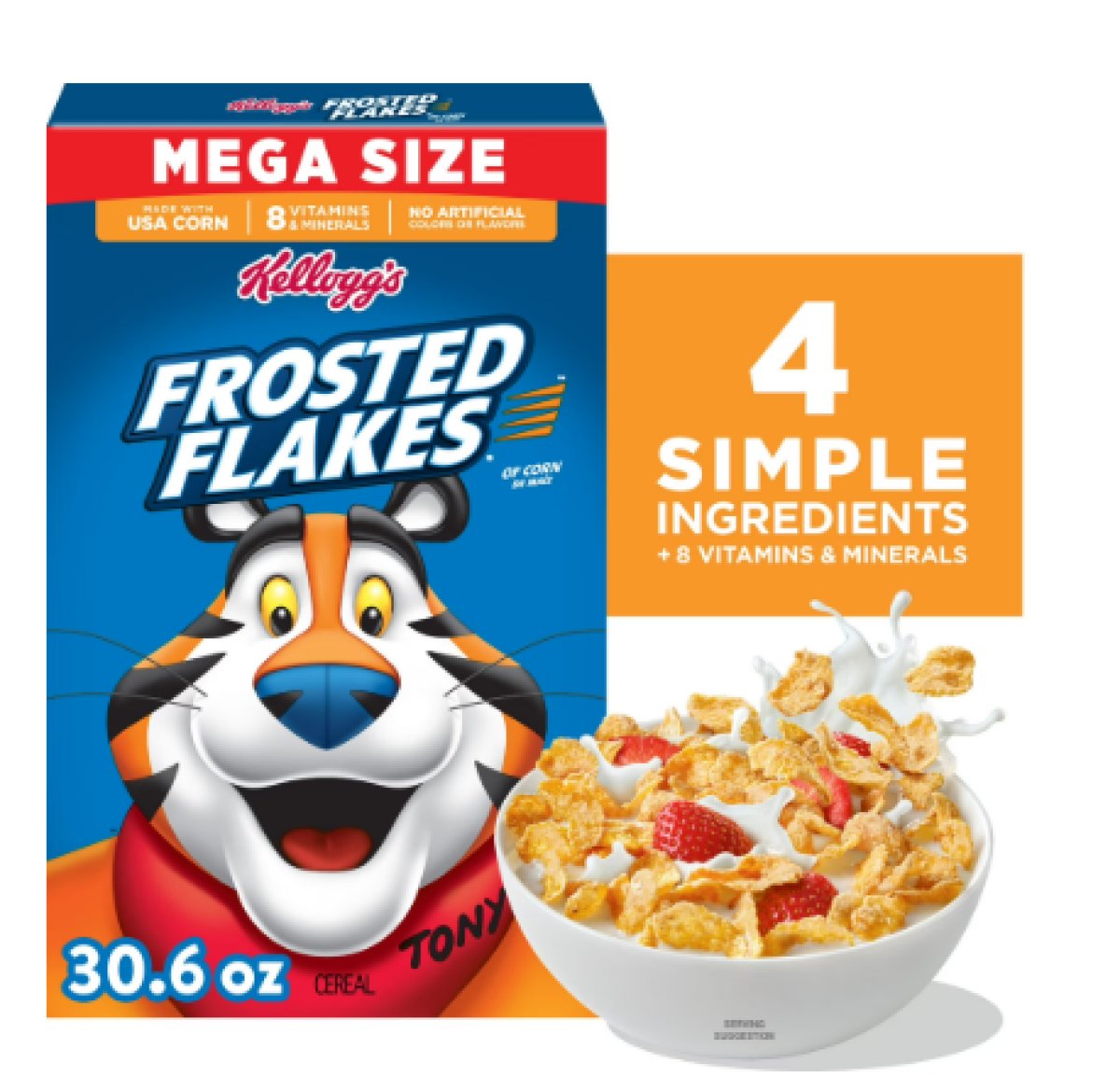 Kellogg's Frosted Flakes Fat-Free Breakfast Cereal, Mega Size, 30.6 oz