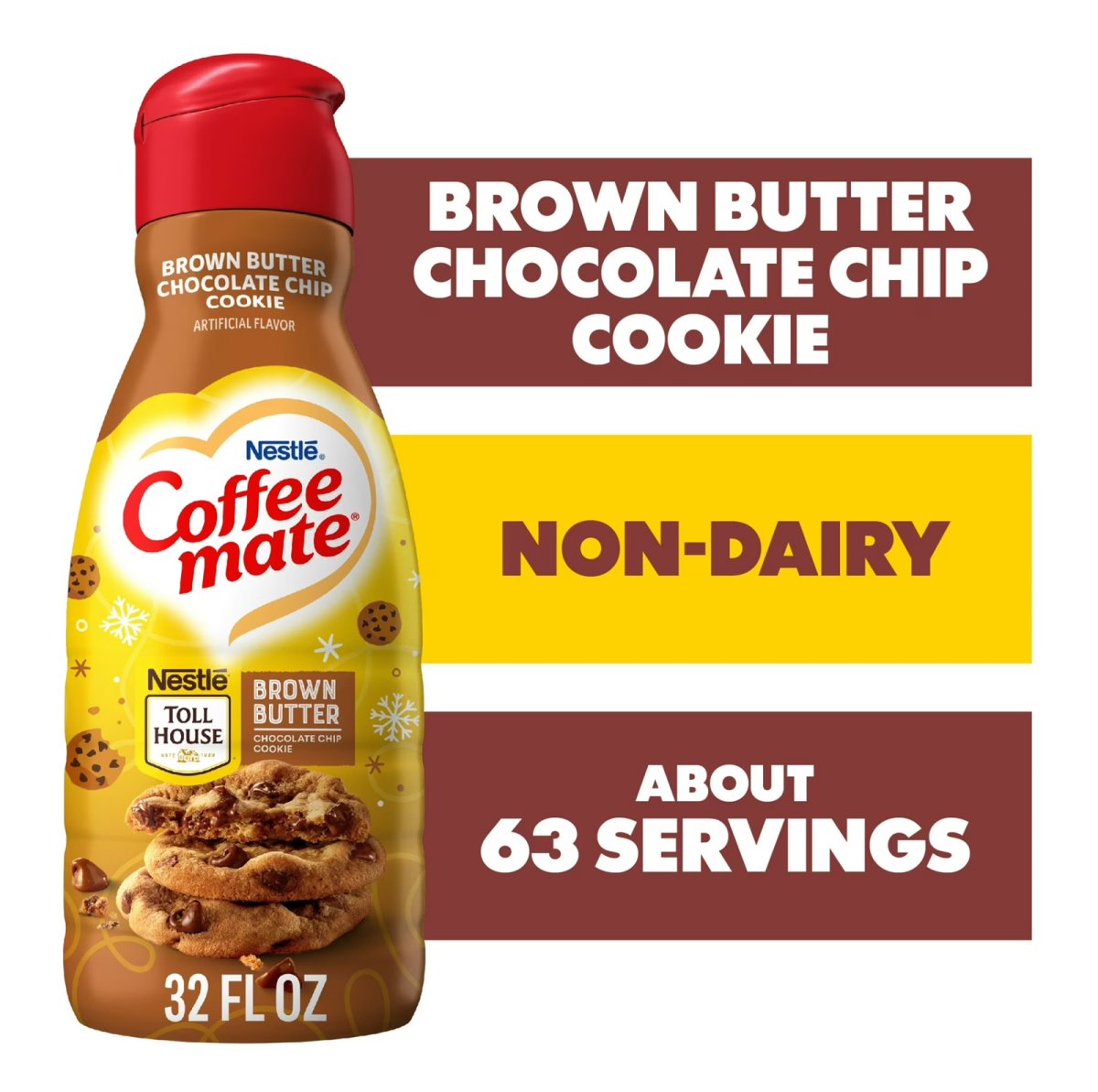 Coffee mate Toll House Coffee Creamer with Cookie and Chocolate Chip with Brown Butter, 32 fl oz