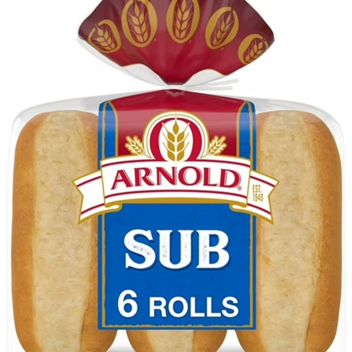 Arnold Sub Rolls, 6 count, Plain Sandwich Rolls, 15 oz Bag