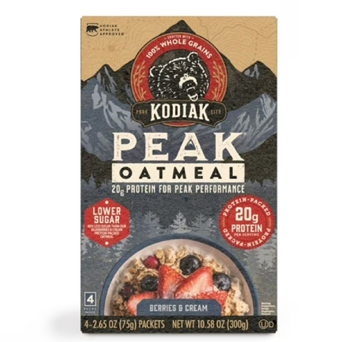 Kodiak Peak Protein-Packed Creamy Berry Instant Oatmeal Pouches 2.65 oz (4 Pack)