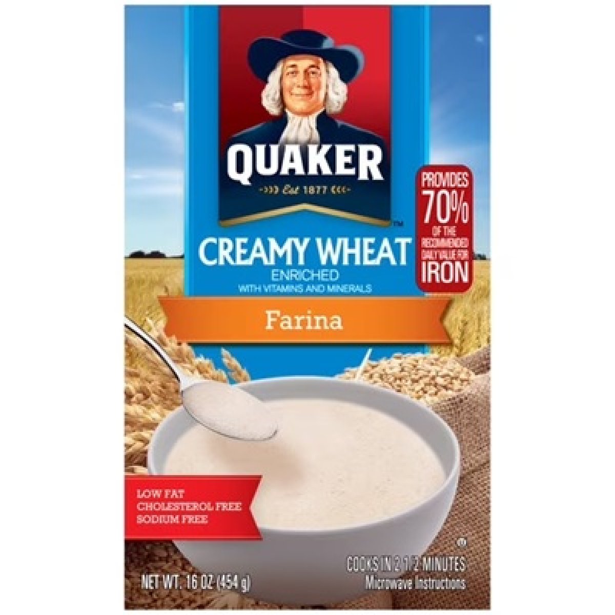 Quaker Oats Quaker Farina Creamy Wheat Cereal, 16 oz Box