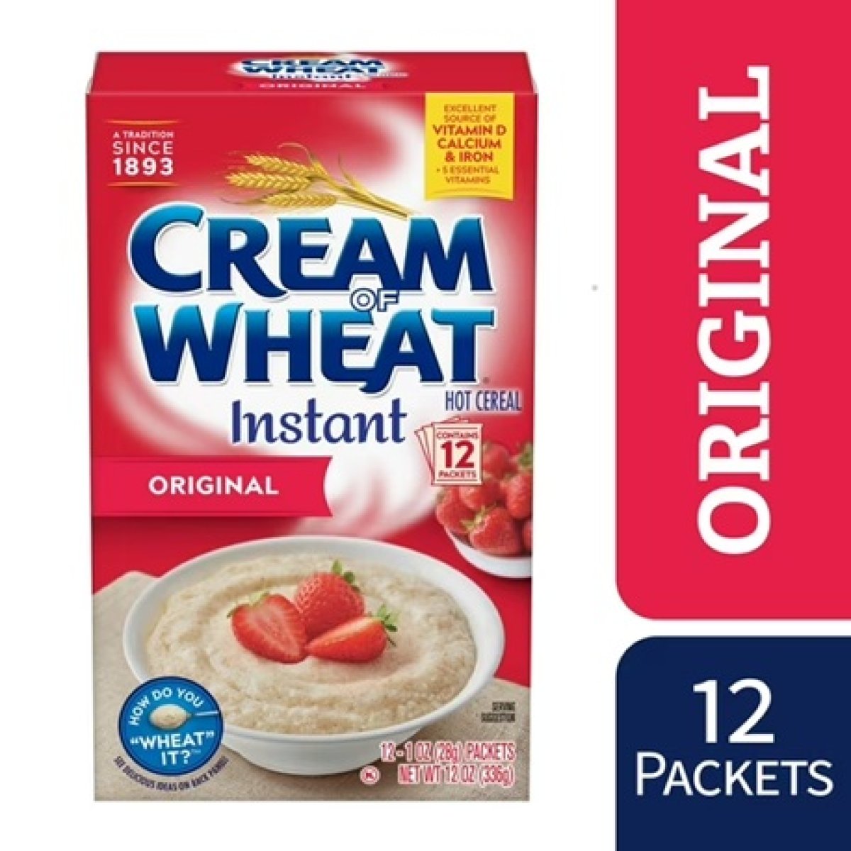 Cream of Wheat Instant Hot Cereal, Original Flavor, Kosher, Shelf-Stable, 12 Packets