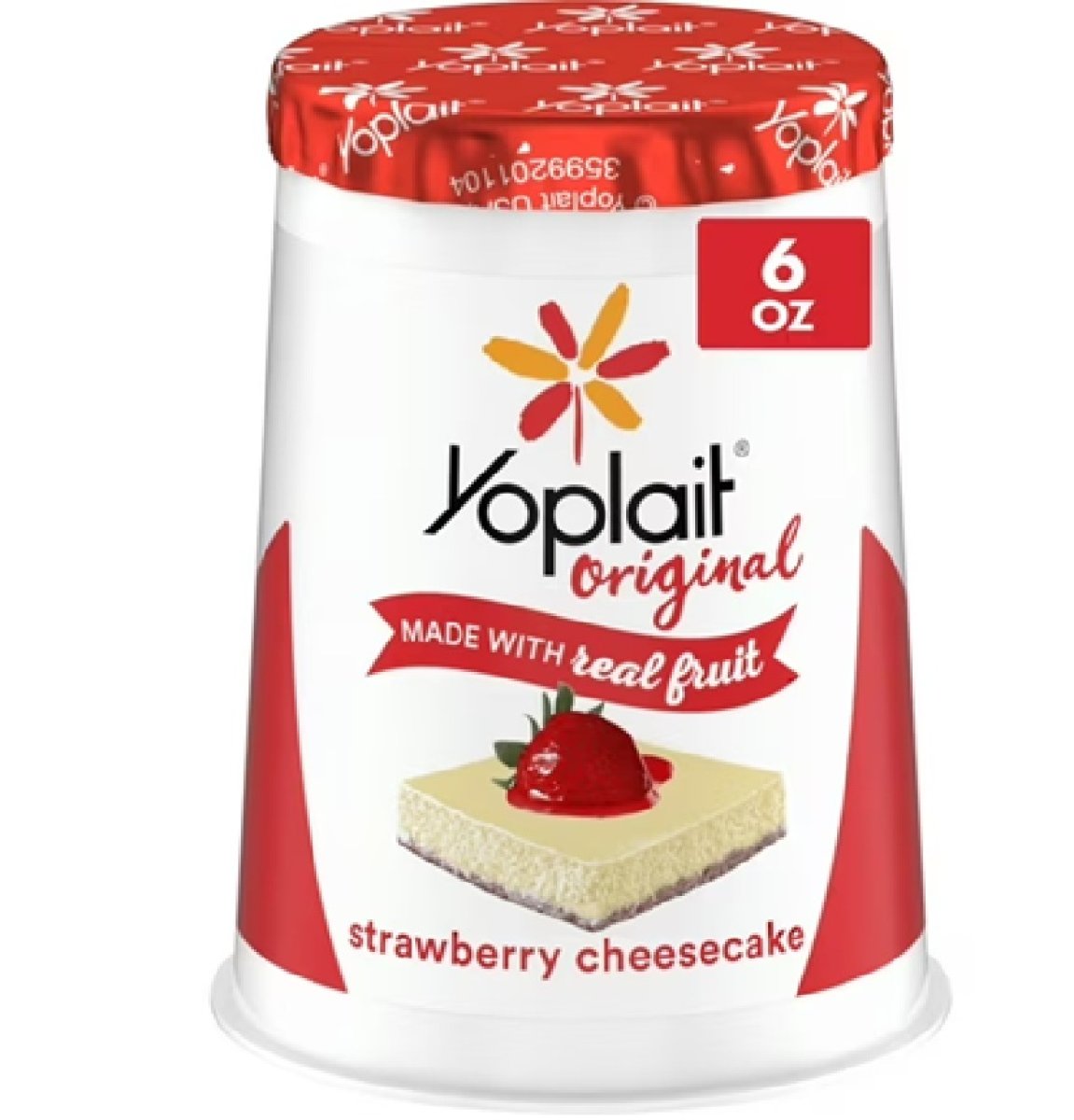 Yoplait Original Low-Fat Yogurt Cup with Cheesecake and Strawberry Made with Real Fruit, 6 oz