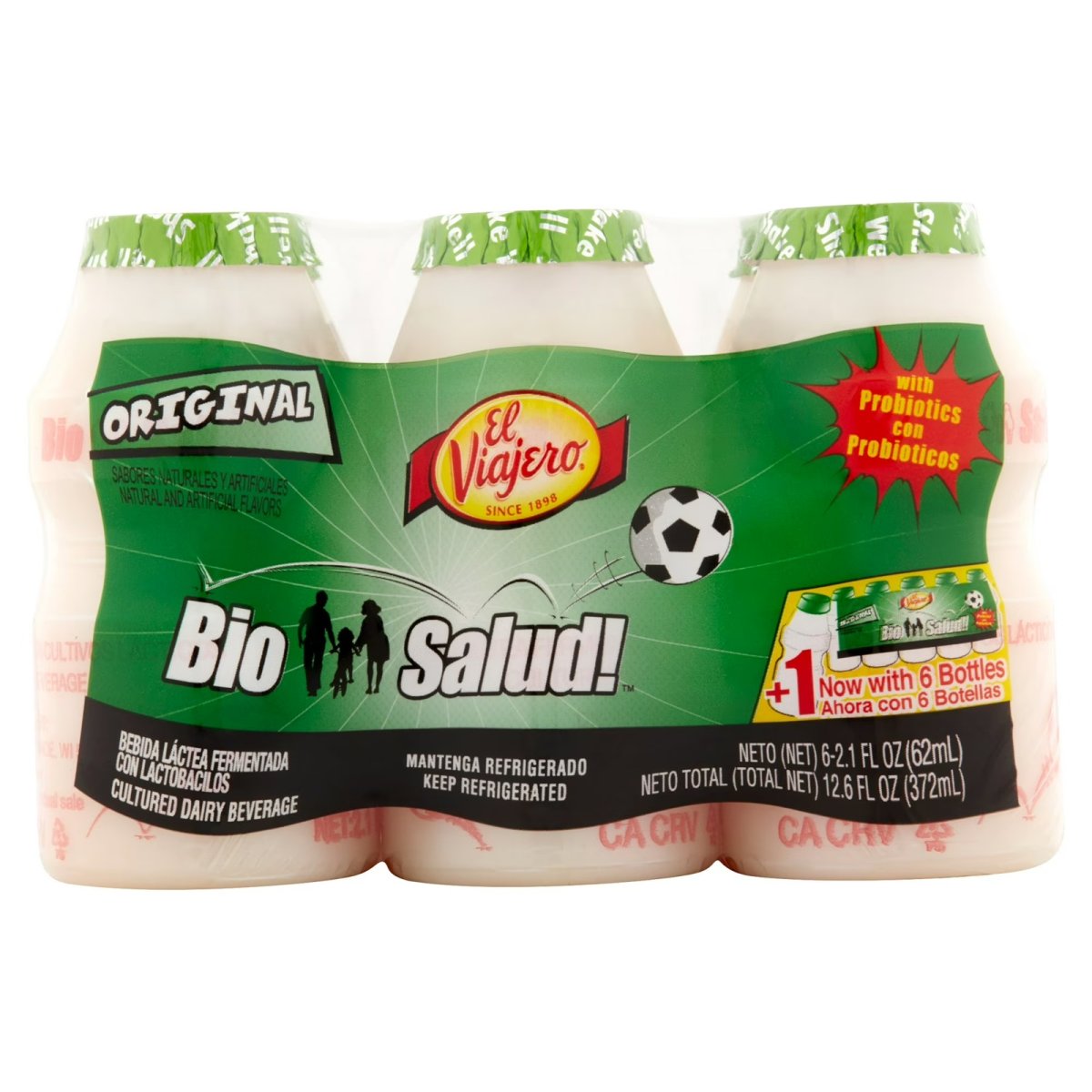 El Viajero Bio Salud Original Cultured Dairy Beverage, 2.1 fl oz, 6 Count