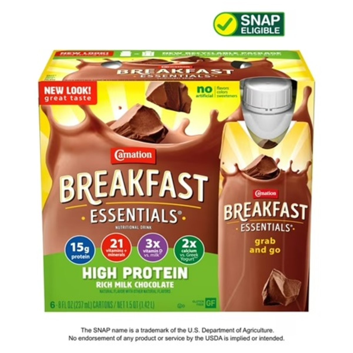 Carnation Breakfast Essentials High Protein Nutritional Shakes Rich Milk Chocolate, 8 fl oz, 6 Pack