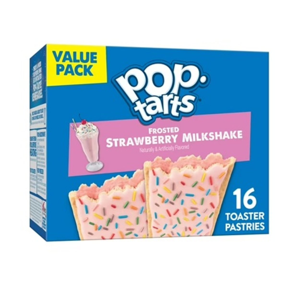 Pop-Tarts Strawberry Milkshake Toaster Cakes, Frosted Breakfast Foods, Shelf Stable, 27 oz (16 Count)