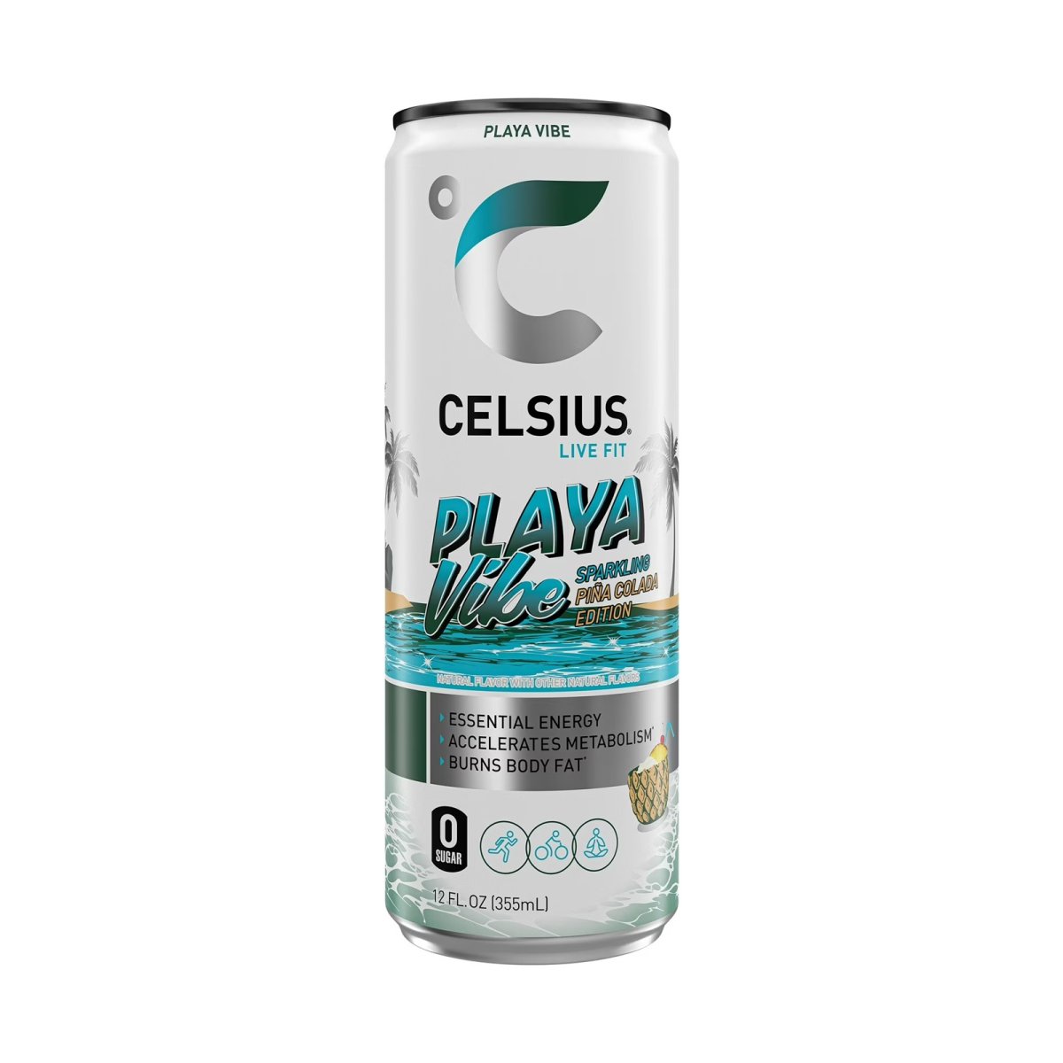 CELSIUS Sparkling Beach Vibe, Functional Energy Drink, 12 fl oz Single Can