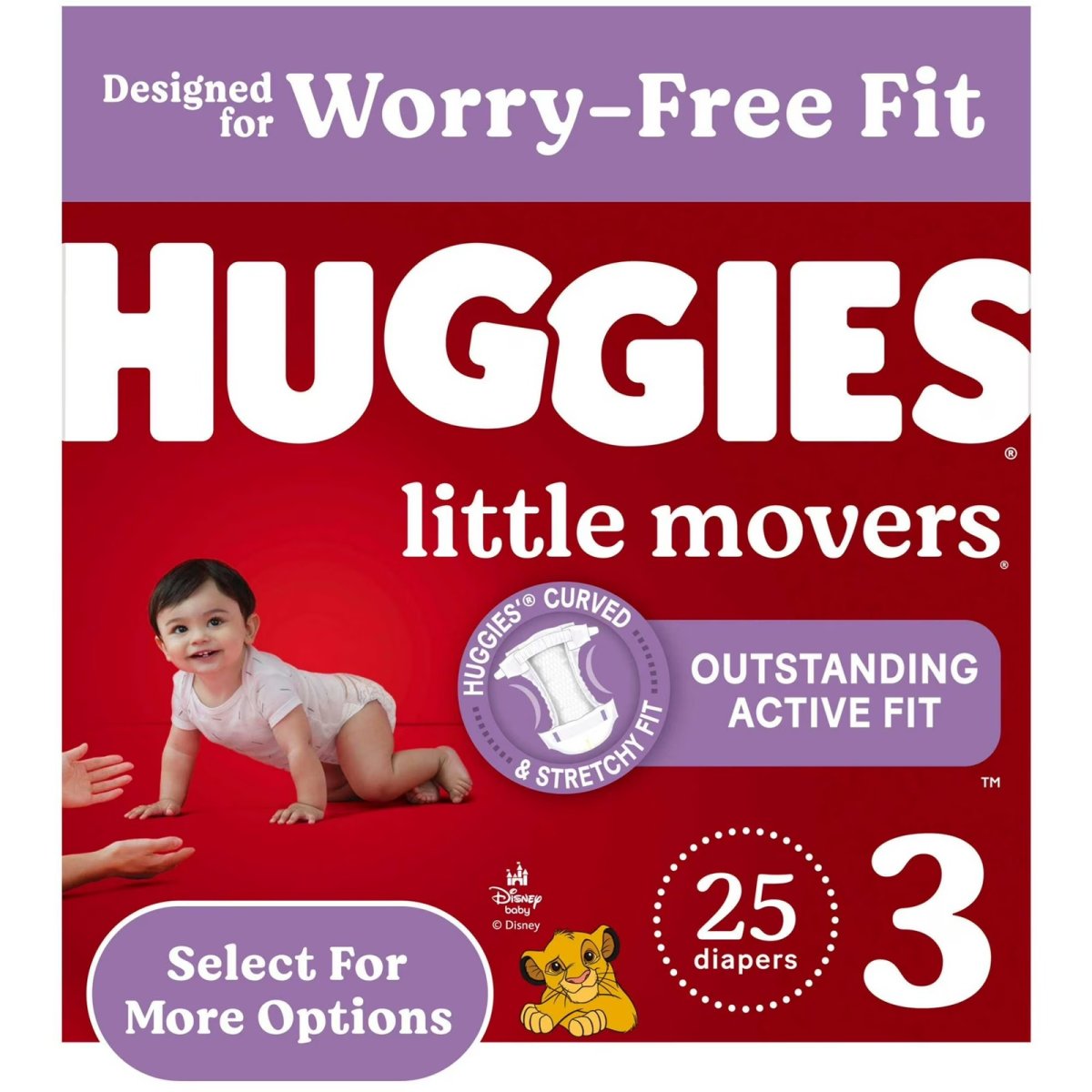Huggies Little Movers Baby Diapers Size 3 (16-28 lbs), 25 Count (Select for More)