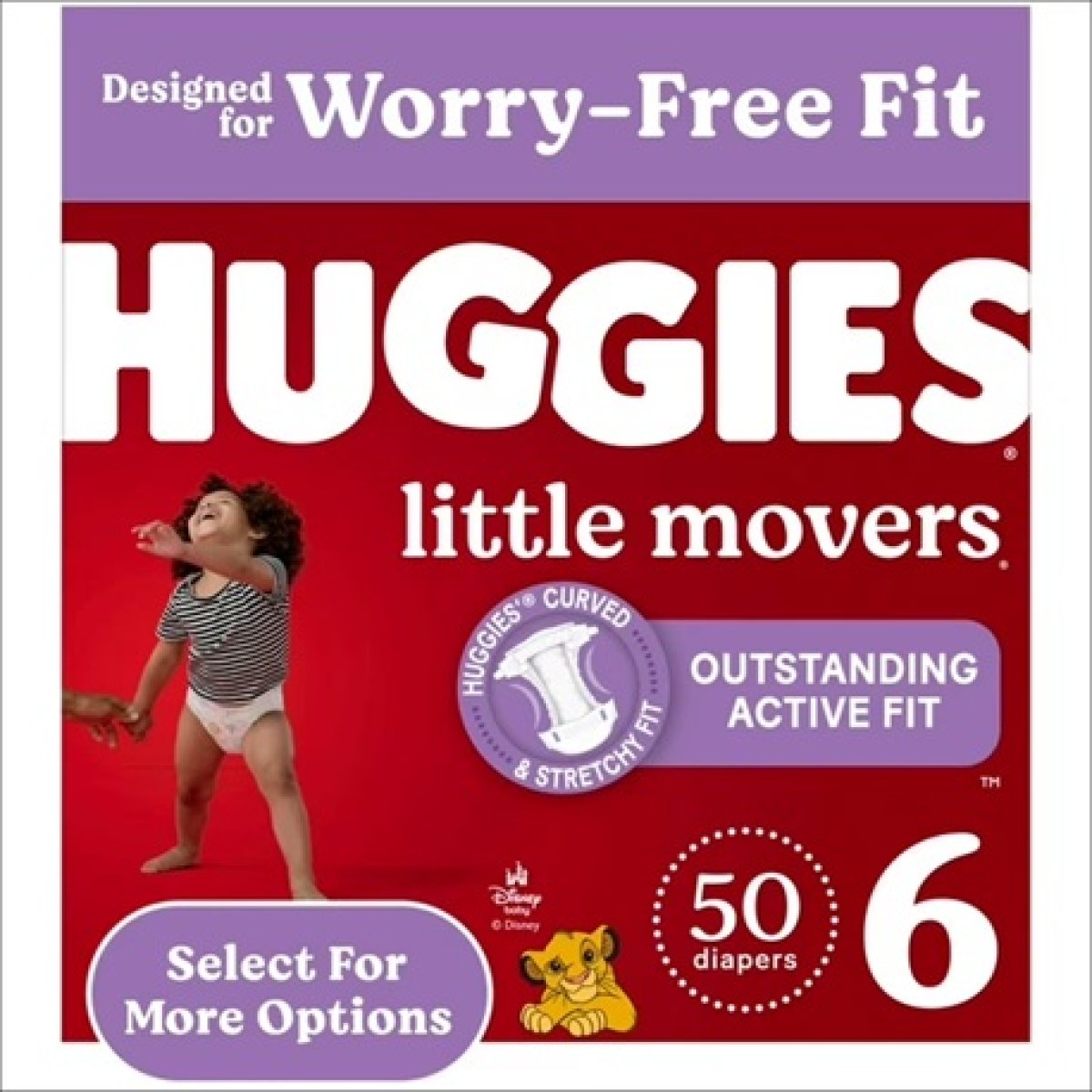 Huggies Little Movers Baby Diapers Size 6 (Over 35 Pounds), 50 Count (Select for More)