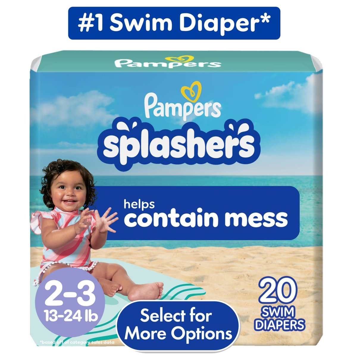Pampers Splashers Swim Diapers Size 2-3, 20 Count (Select to See More Options)