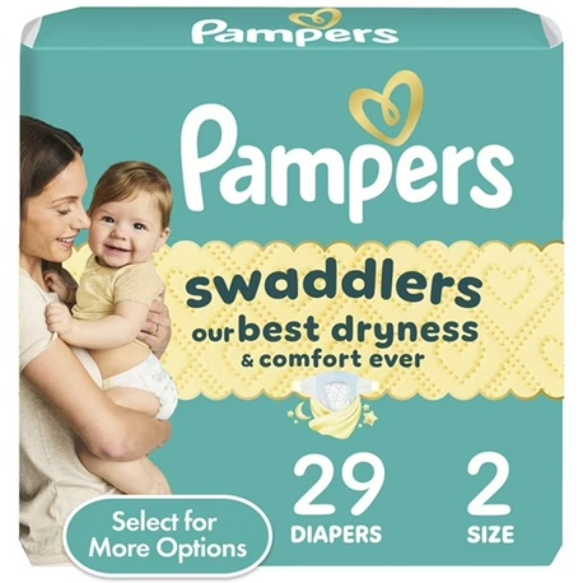 Pampers Swaddlers Diapers Size 2 (10-22 lbs), 29 Count, Absorbent, Keep Baby Dry and Comfortable, Skin Safe Disposable Diapers