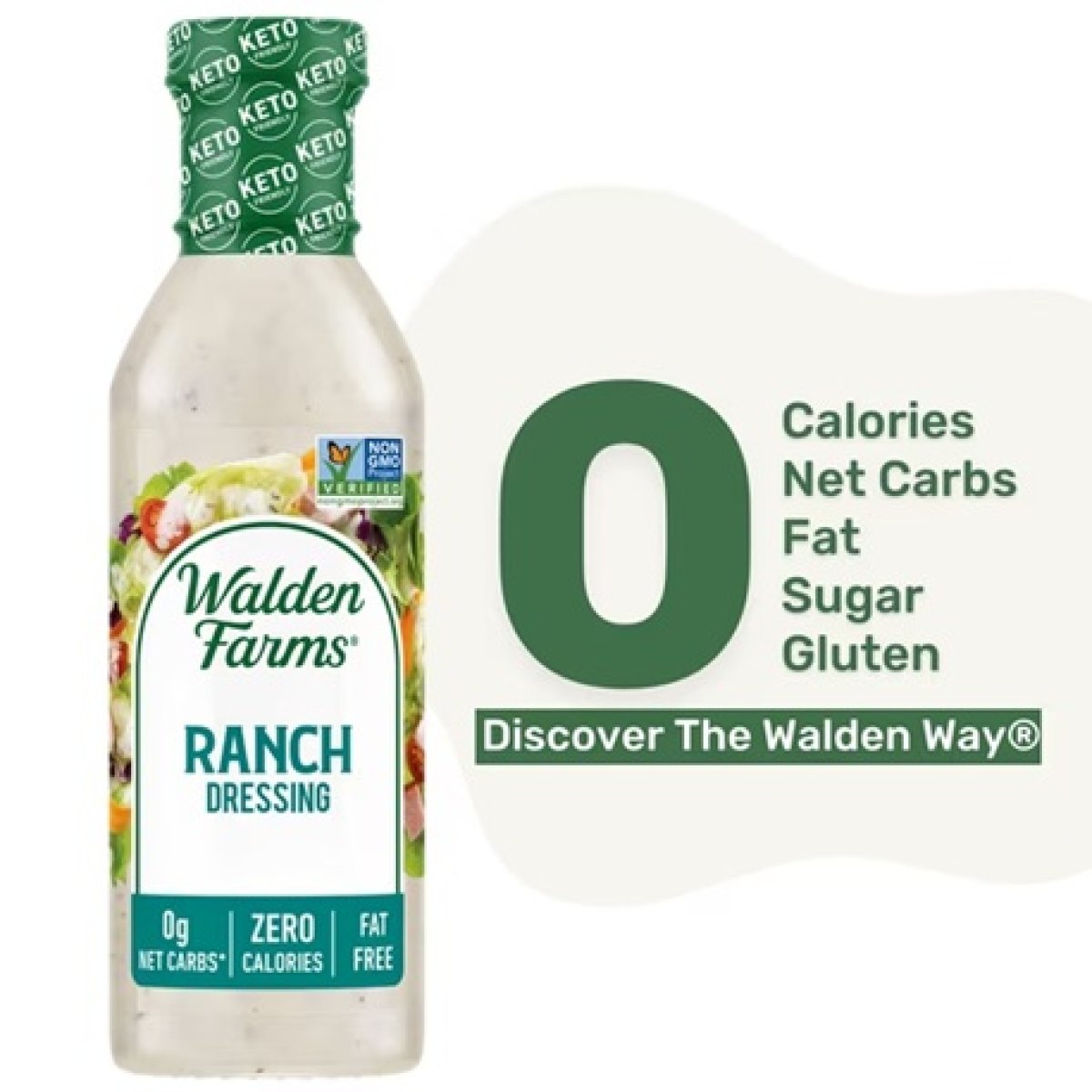 Walden Farms Ranch Dressing 12 oz. Bottle, Fresh & Delicious, Sugar Free, 0g Net Carb, Fresh & Spicy