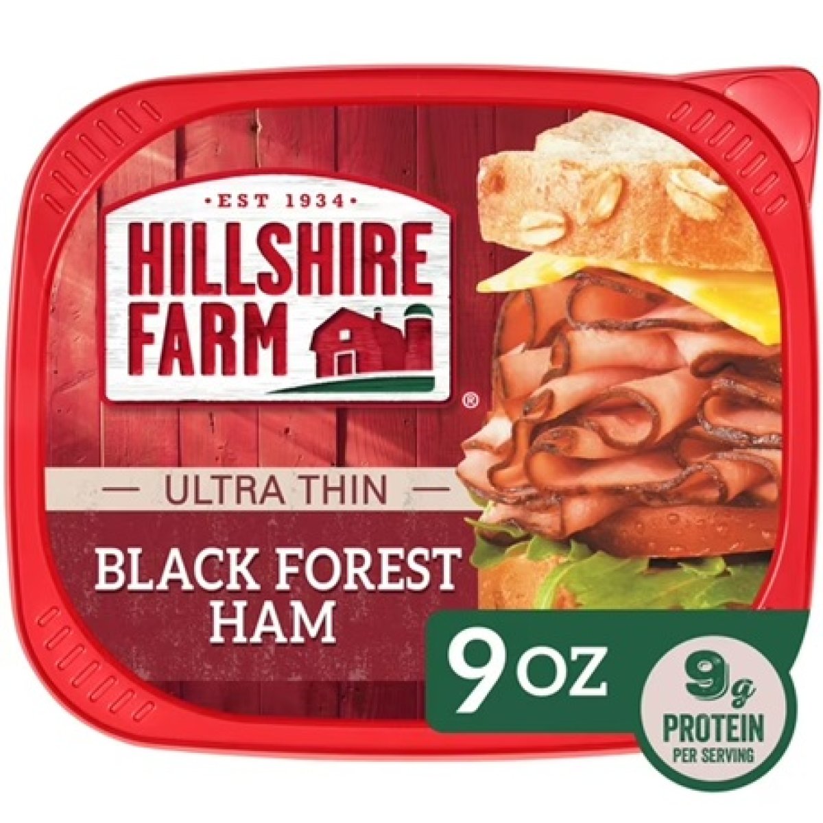 Hillshire Farm Ultra-Thin Black Ham Lunch Meat, 9 oz Plastic Tub, Refrigerated