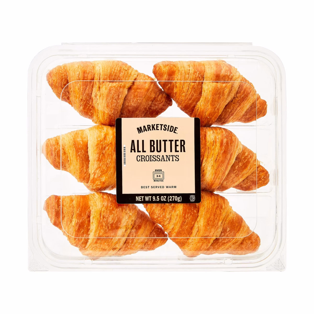 Marketside All Butter Whole Baked Croissants, 9.5 oz, 6 Count