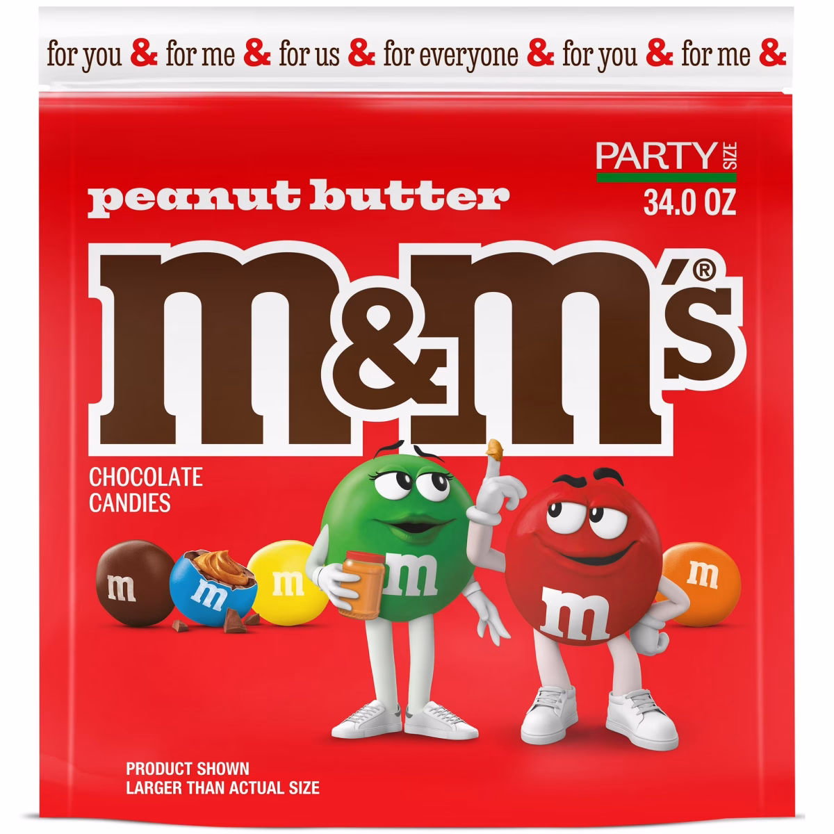 M&M's Peanut Butter Chocolate Movie Night Candy, Party Size, 34 oz Bulk Bag