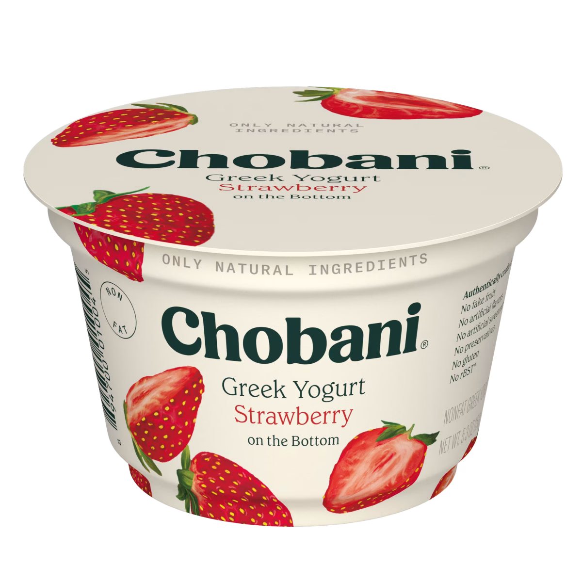 Chobani Non-Fat Greek Yogurt Strawberry on The Bottom 5.3 oz. Cup