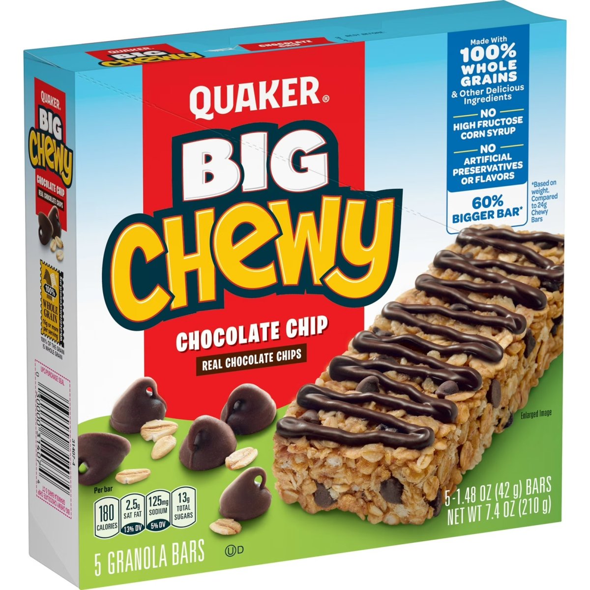 Quaker Big Chewy Granola Bars with Chocolate Chips, 1.48 oz, 5 Pack