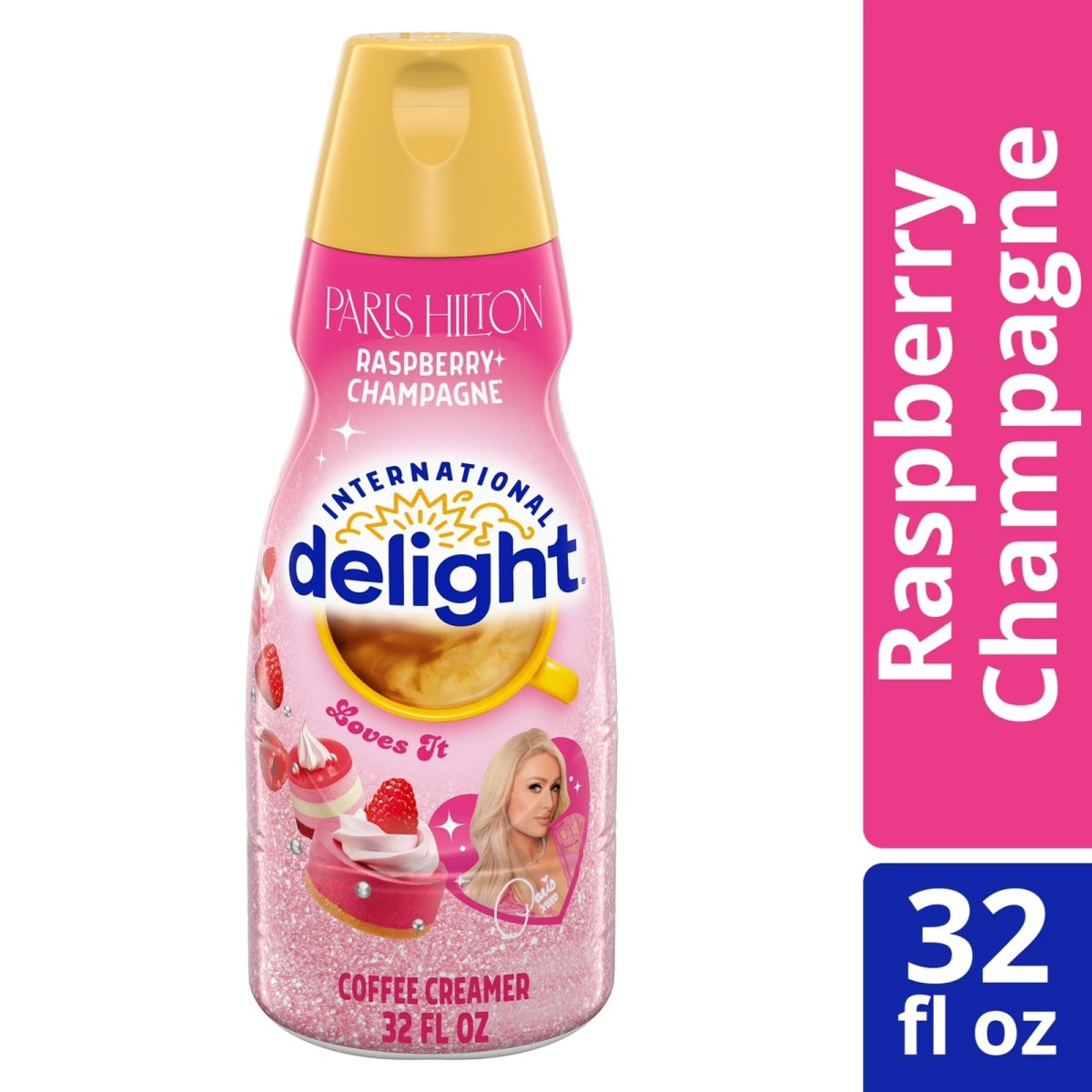 International Delight Paris Hilton Raspberry and Champagne Flavored Coffee Creamer Bottle, 32 fl oz