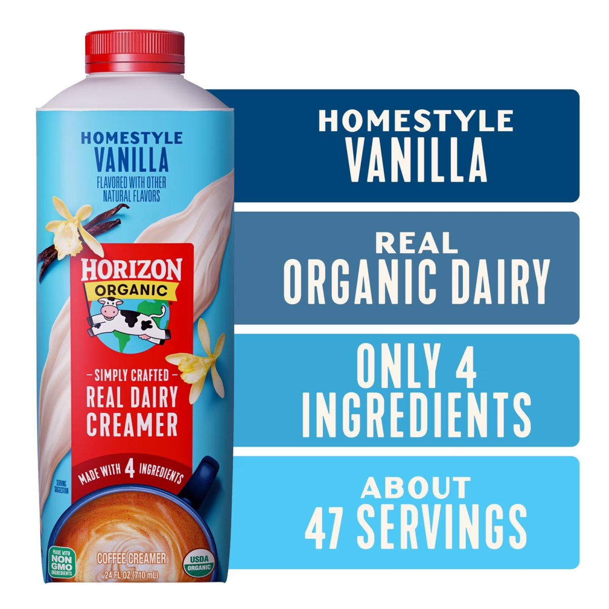 Horizon Organic Real Dairy Vanilla Homestyle Coffee Creamer Box, 24 fl oz