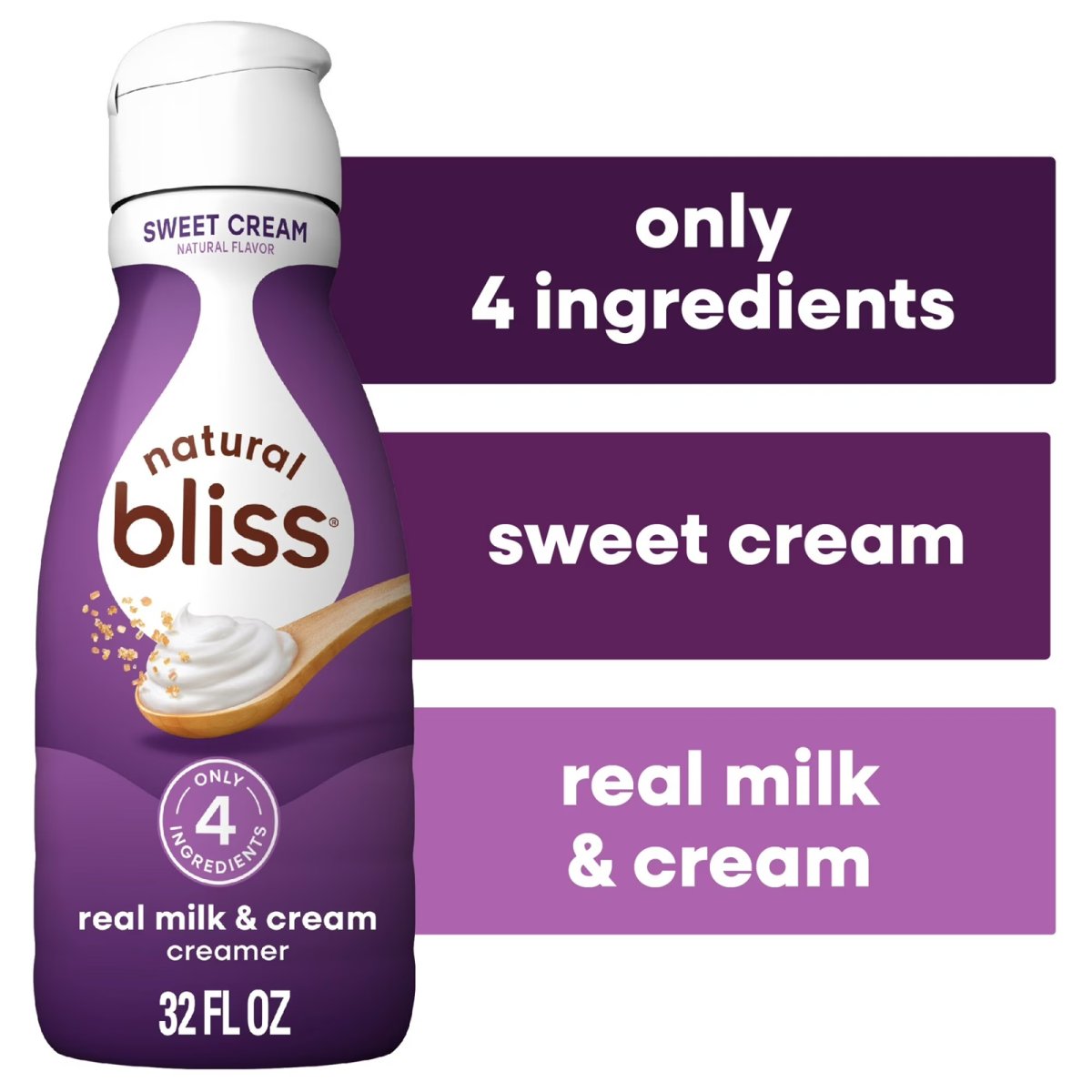 Natural Bliss Milk and Sweet Cream, Dairy Liquid Coffee Creamer, 32 fl oz
