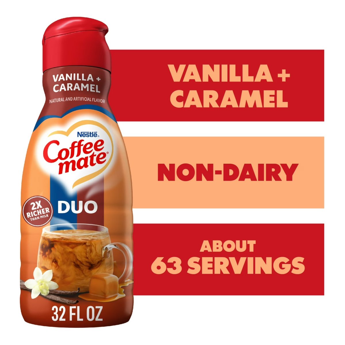 Coffee mate Dairy-Free Liquid Coffee Creamer, Vanilla Caramel, Gluten-Free, 32 fl oz