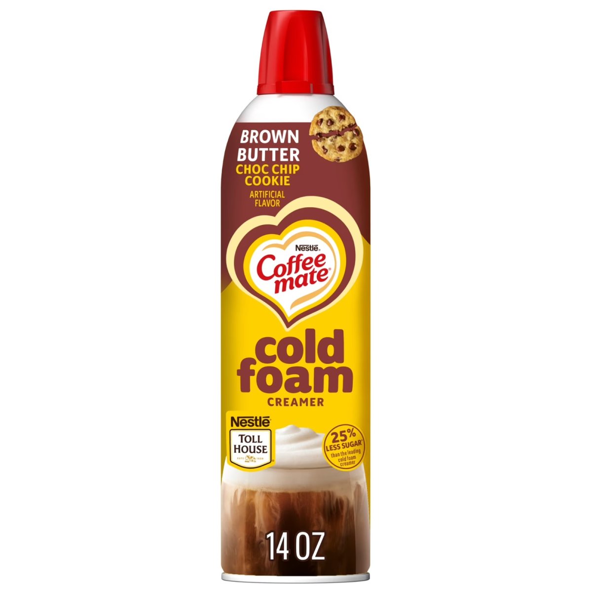 Coffee mate Dairy-Free Butter Flavored Cold Froth Coffee Creamer with Brown Chocolate Chips, 14 Fl Oz Can