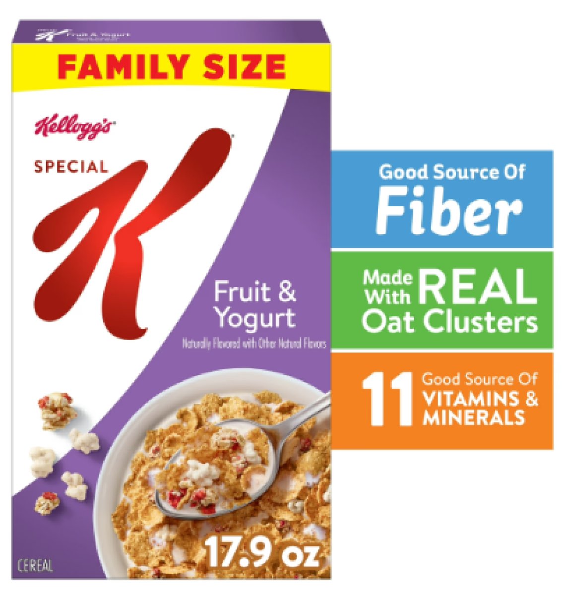 Kellogg's Special K Breakfast Cereal, Cereal with Fiber, Family Breakfast, Family Size, Fruit and Yogurt, 17.9 oz Box (1 Box)