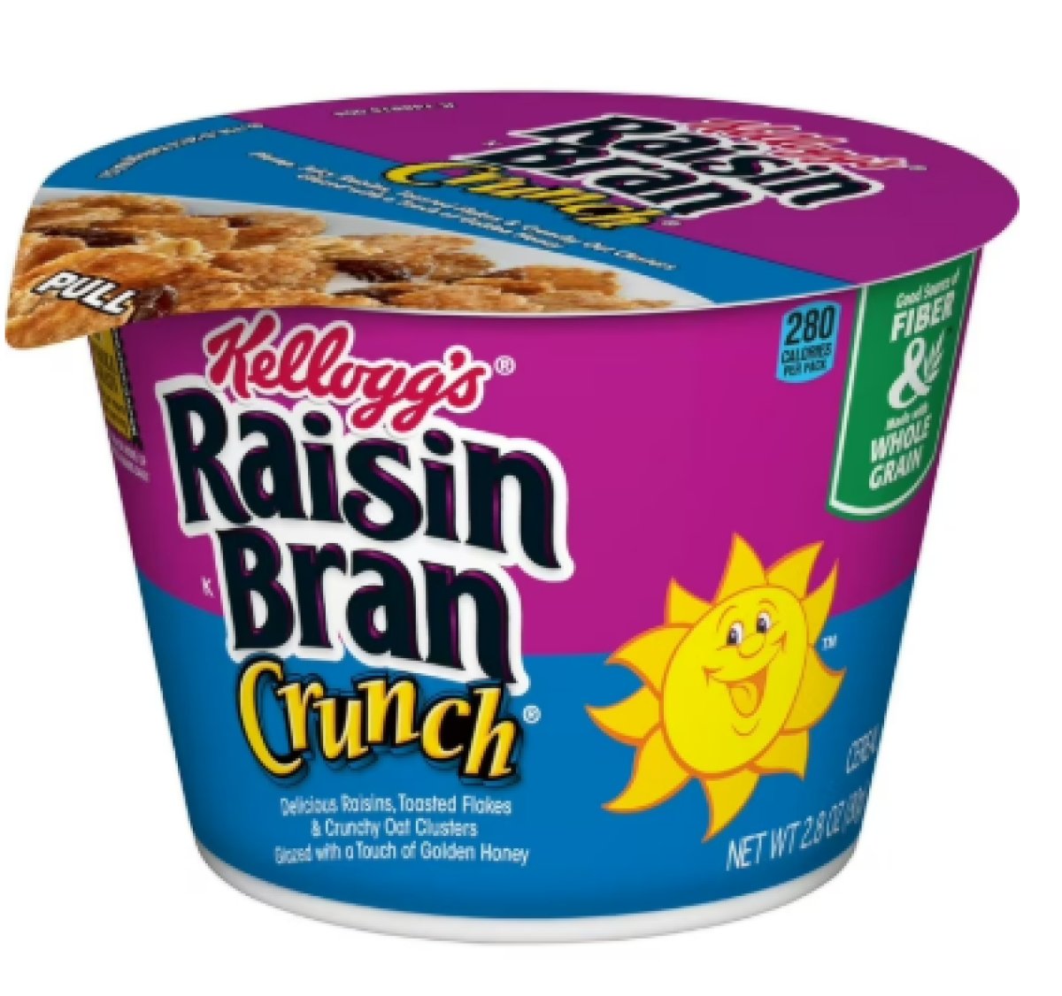 Kellogg's Raisin Bran Crunchy Cereal Cups for Family Breakfast, Fiber Cereal, Original, 2.8 oz Cup (1 Cup)