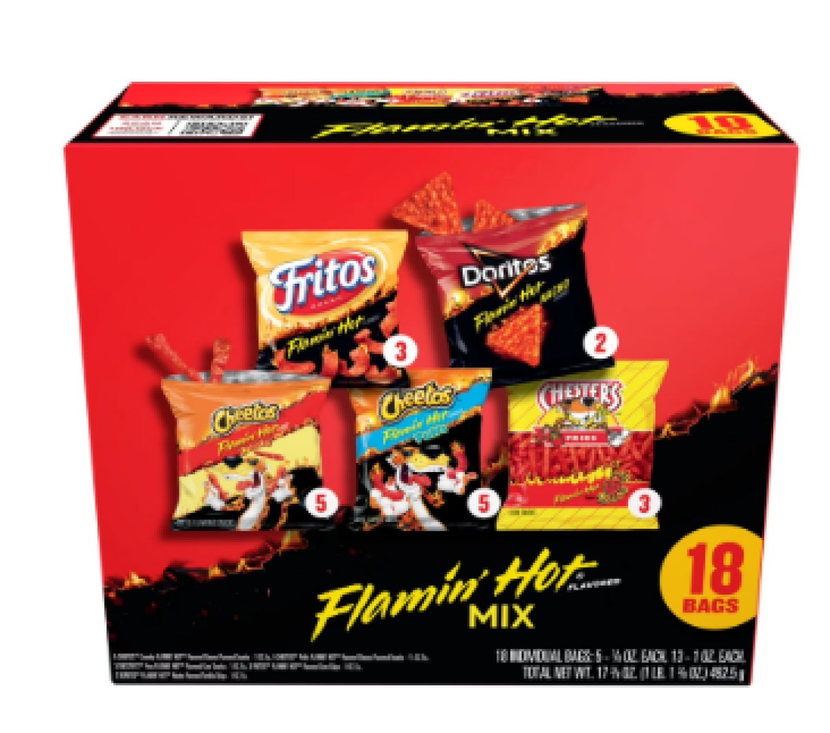 Frito-Lay Flamin' Hot Mix Variety Pack of Snack Chips, 18 Count Multipack