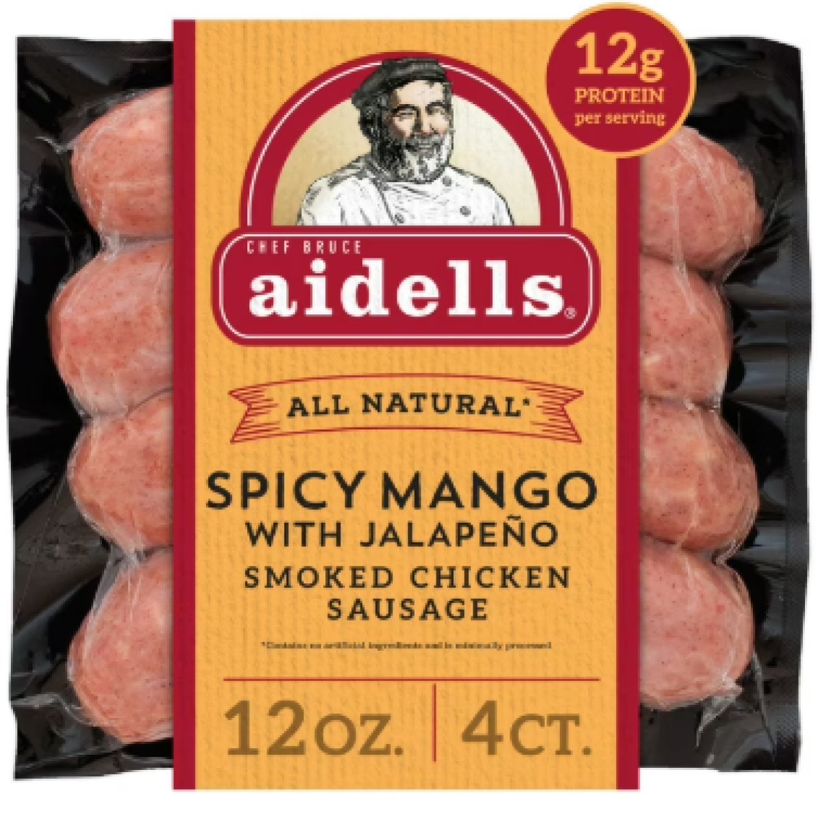 Aidells Spicy Mango with Jalapeño, Smoked Chicken Sausages, 12 oz, 4 Count