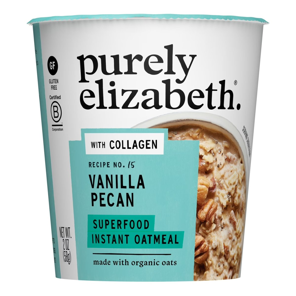 Purely Elizabeth Gluten-Free Superfood Oatmeal, Vanilla Pecan, 2 oz Cup