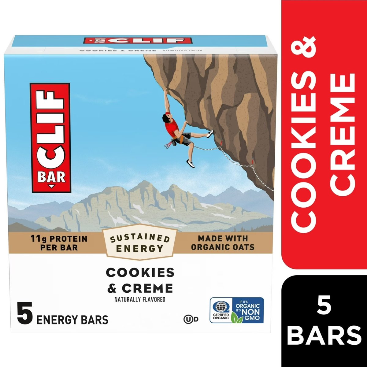 CLIF BAR Energy Protein Bars, Cookies & Creme, 5 Pack