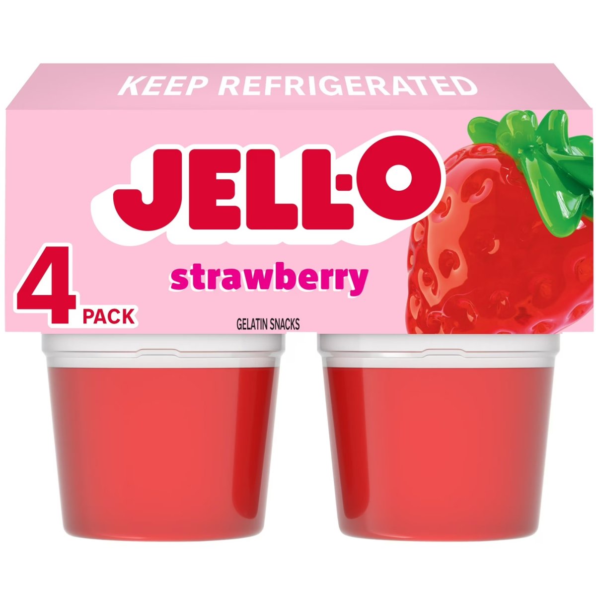 Jell-O Original Strawberry Jelly Snack Cups, 4 Units Cups