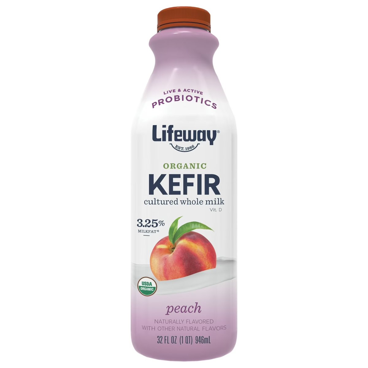 Lifeway Organic Whole Milk Peach Kefir, 32 fl oz