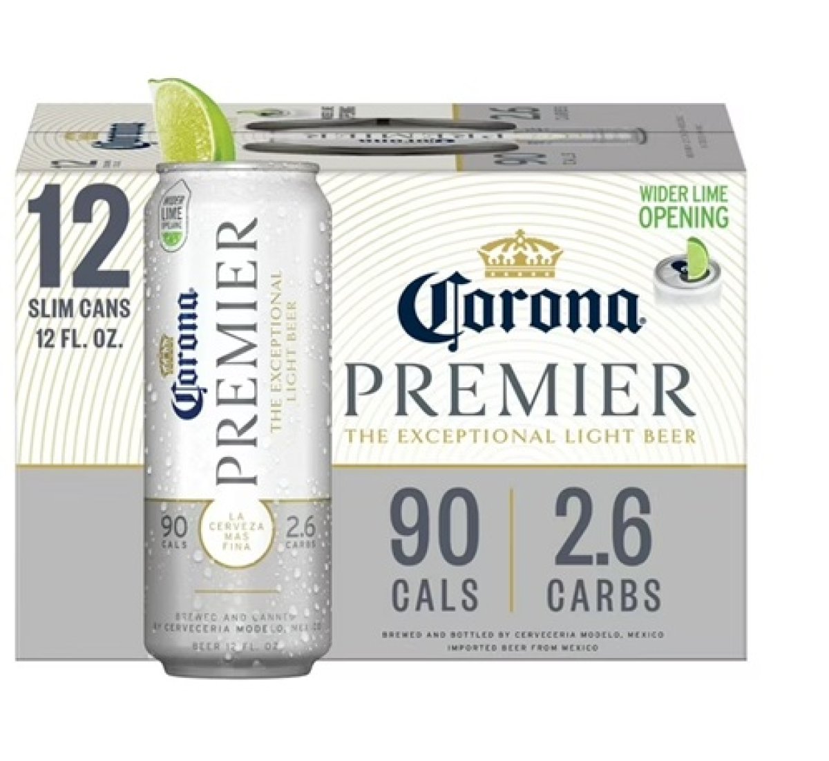 Corona Premier Mexican Light Lager Beer, 12-Pack 12 fl. oz. Slimline Cans, 4.0% ABV