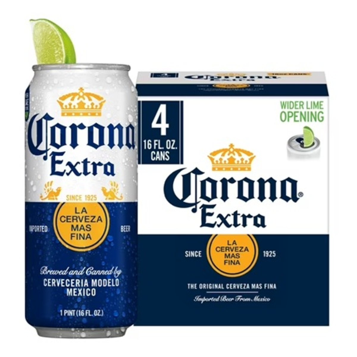 Corona Extra Mexican Imported Beer, 4-Pack 16 fl. oz. Cans, 4.6% ABV