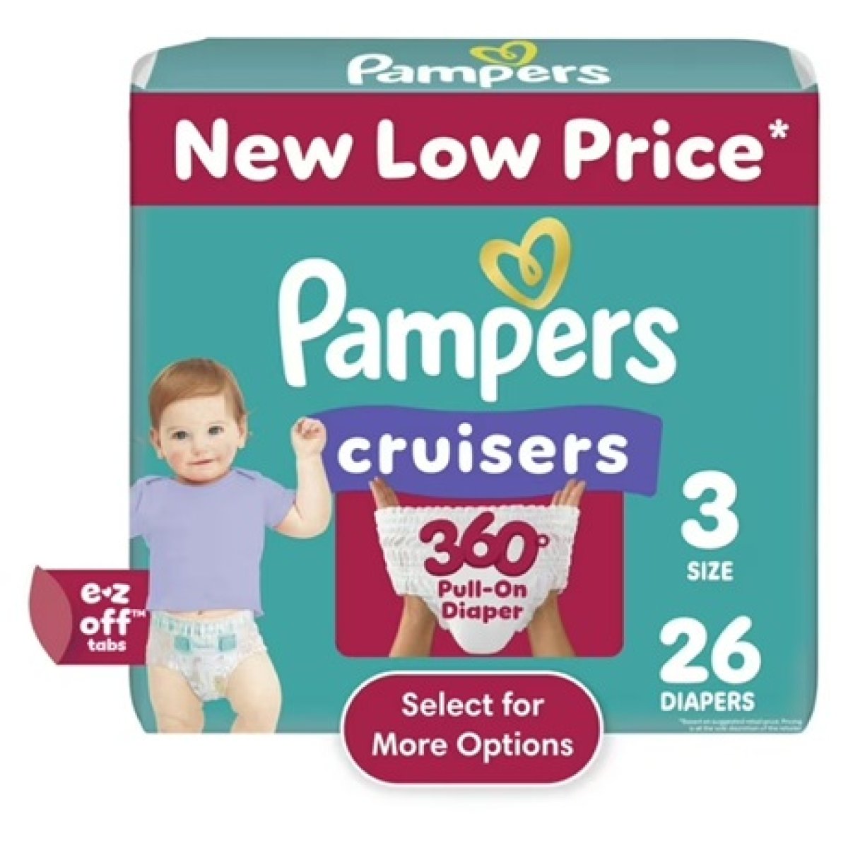 Pampers Cruisers 360 Baby Diapers Size 3, 26 Count (Select to See More Options)
