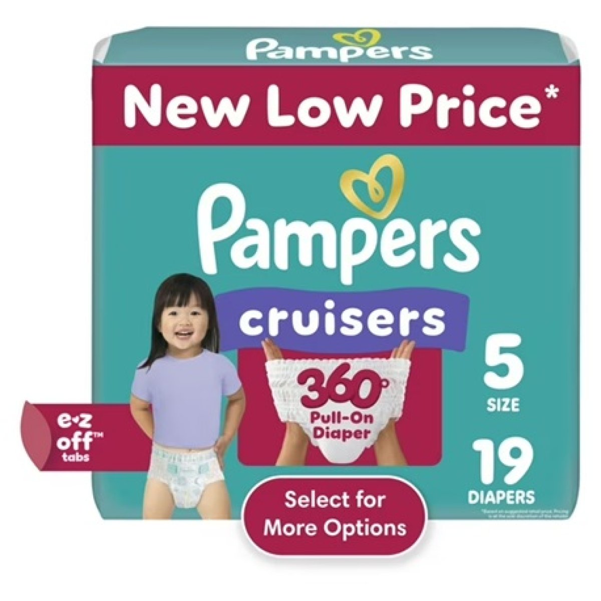 Pampers Cruisers 360 Baby Diapers, Size 5, 19-Count Pack (Select to See More Options)