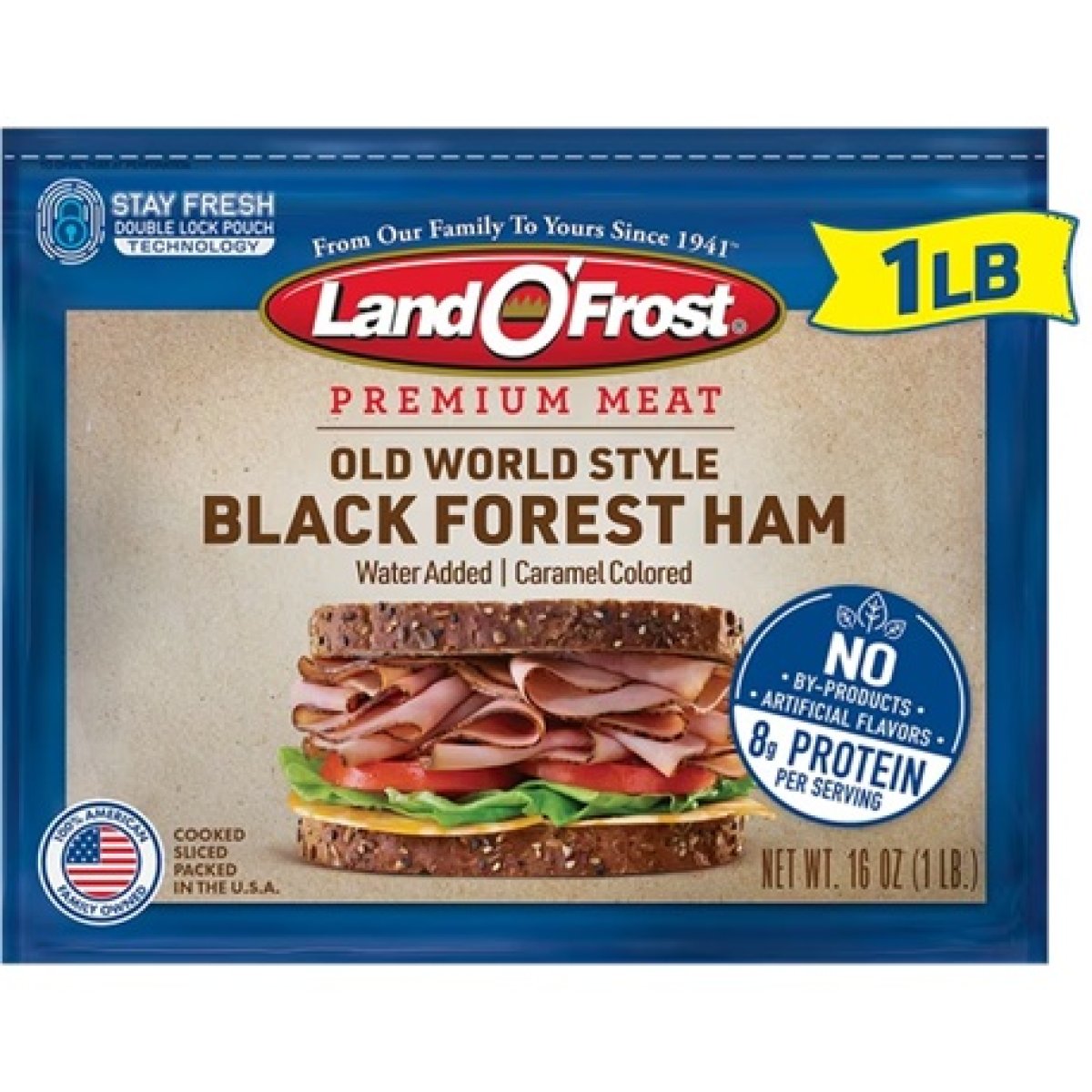 Land O' Frost Premium Meat, Sandwich Sliced Deli Lunch Meat, Black Forest Ham, 1 lb