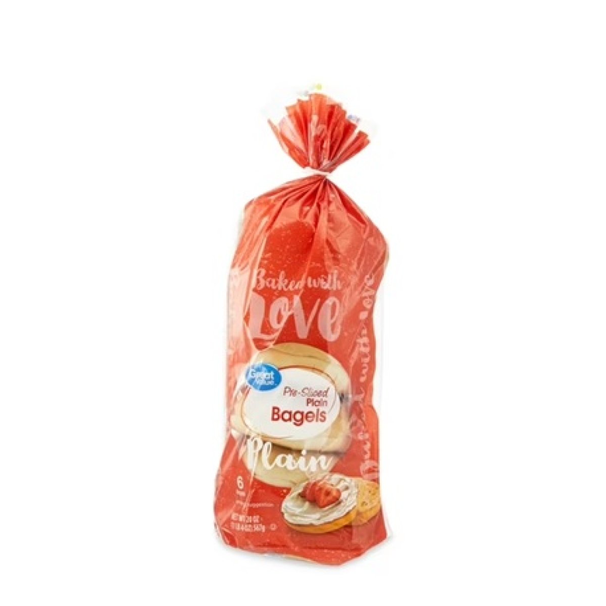 Great Value Plain Sliced ​​Bagels Rt, 20 oz, 6 Count