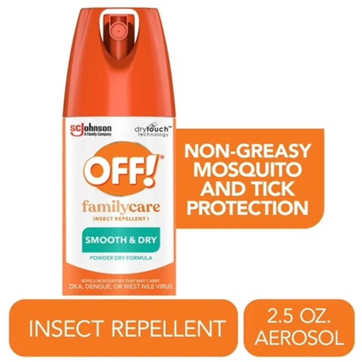 OFF! FamilyCare Insect Repellent I, Smooth & Dry Bug Spray, 2.5 fl oz, 1 Count