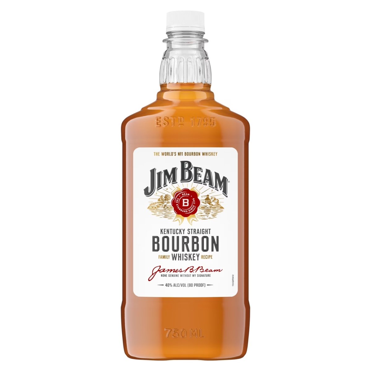 Jim Beam Bourbon Straight White Label Pet Bottle 750ml, 40% ABV