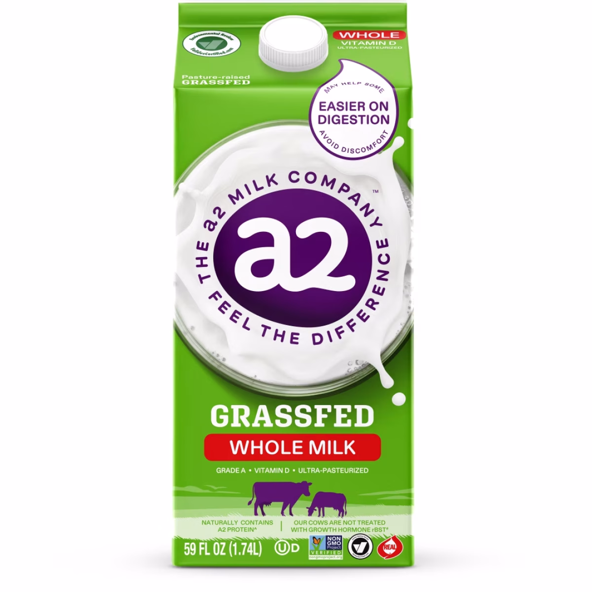 a2 Milk® Grassfed Vitamin D Whole Milk, 59 oz.