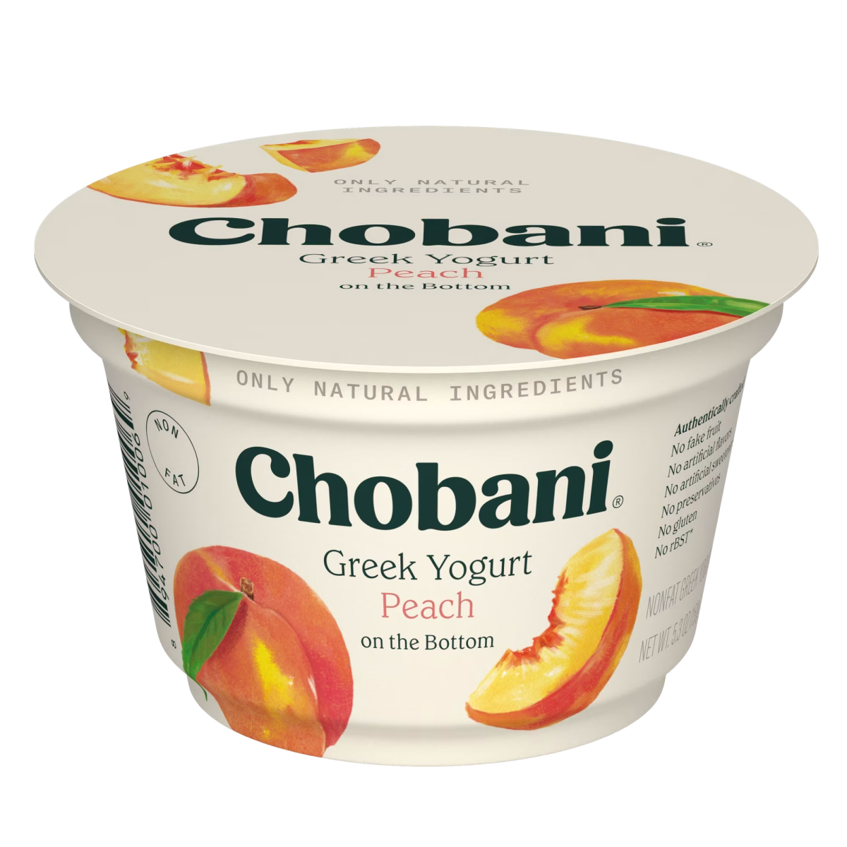 Chobani Non-Fat Greek Yogurt Peach on The Bottom 5.3 oz Cup